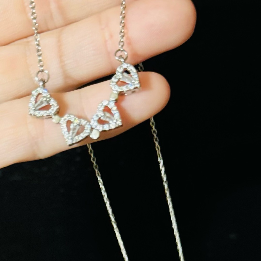 Cubic Zirconia- Silver Pendant Necklace With two ways to wear!
